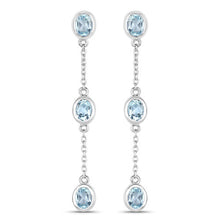 Load image into Gallery viewer, 2.16 Carat Genuine Blue Topaz .925 Sterling Silver Earrings
