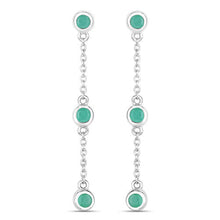 Load image into Gallery viewer, 0.60 Carat Genuine Emerald .925 Sterling Silver Earrings
