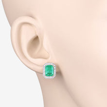 Load image into Gallery viewer, 2.99 Carat Genuine Ethiopian Emerald and White Diamond 14K Yellow Gold Earrings
