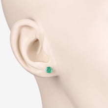 Load image into Gallery viewer, 0.72 Carat Genuine Zambian Emerald 10K Yellow Gold Earrings
