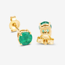 Load image into Gallery viewer, 0.72 Carat Genuine Zambian Emerald 10K Yellow Gold Earrings
