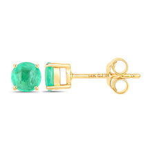 Load image into Gallery viewer, 0.72 Carat Genuine Zambian Emerald 14K Yellow Gold Earrings
