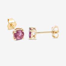 Load image into Gallery viewer, 1.30 Carat Genuine Pink Sapphire 10K Yellow Gold Earrings
