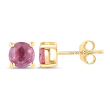 Load image into Gallery viewer, 1.30 Carat Genuine Pink Sapphire 10K Yellow Gold Earrings
