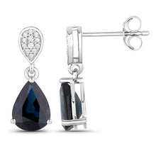 Load image into Gallery viewer, 2.76 Carat Genuine Blue Sapphire and White Diamond 14K White Gold Earrings
