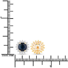 Load image into Gallery viewer, 2.38 Carat Genuine Blue Sapphire and White Diamond 14K Yellow Gold Earrings
