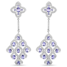 Load image into Gallery viewer, 3.90 Carat Genuine Tanzanite and White Topaz .925 Sterling Silver Earrings

