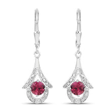 Load image into Gallery viewer, 1.20 Carat Genuine Pink Tourmaline .925 Sterling Silver Earrings
