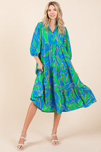 Load image into Gallery viewer, New Summer Tiered Printed Collared Neck Midi Dress – Chic and Sophisticated Midi Dress with Layered Design and Polished Collared Neckline
