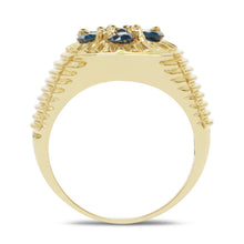 Load image into Gallery viewer, 14K Yellow Gold Plated 1.40 Carat Genuine Blue Diamond .925 Sterling Silver Ring
