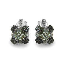 Load image into Gallery viewer, 2.91 Carat Genuine Green Amethyst, White Sapphire &amp; Green Diamond .925 Sterling Silver Earrings
