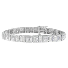 Load image into Gallery viewer, 10K White Gold Round and Baguette Cut Diamond Bracelet (2.00 cttw, H-I Color, I2-I3 Clarity)
