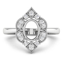 Load image into Gallery viewer, 0.20 Carat Genuine White Diamond 14K White Gold Semi Mount Ring - holds 8x6mm Oval Gemstone
