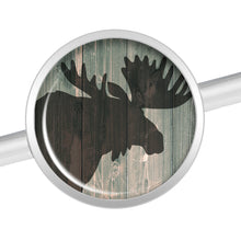 Load image into Gallery viewer, 14G Holiday Rustic Wood Moose Industrial Barbell 37mm
