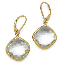 Load image into Gallery viewer, 14K Yellow Gold Plated 23.86 Carat Genuine Crystal Quartz Sterling Silver Earrings

