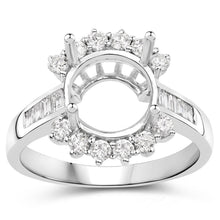 Load image into Gallery viewer, 0.58 Carat Genuine White Diamond 14K White Gold Semi Mount Ring - holds 9.00mm Round Gemstone

