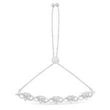 Load image into Gallery viewer, .925 Sterling Silver Miracle Set Diamond Accented Infinity Hearts 6â€-9â€ Adjustable Bolo Bracelet (H-I Color, I2-I3 Clarity)
