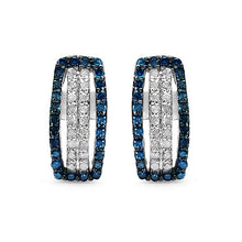 Load image into Gallery viewer, 0.51 Carat Genuine Blue Diamond &amp; White Diamond .925 Sterling Silver Earrings
