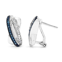 Load image into Gallery viewer, 0.28 Carat Genuine Blue Diamond &amp; White Diamond .925 Sterling Silver Earrings
