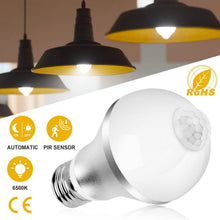 Load image into Gallery viewer, E27 Motion Sensor Light Bulb 1000LM 6500K Dust to Dawn Automatic
