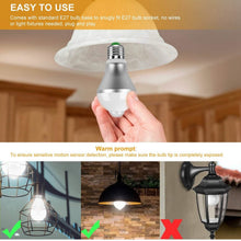 Load image into Gallery viewer, E27 Motion Sensor Light Bulb 1000LM 6500K Dust to Dawn Automatic
