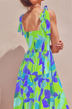 Load image into Gallery viewer, Long Floral Tie-Shoulder Smocked Midi Dress Perfect For Vacation &amp; Summer Days
