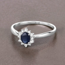 Load image into Gallery viewer, 0.44 Carat Genuine Blue Sapphire and White Diamond 14K White Gold Ring
