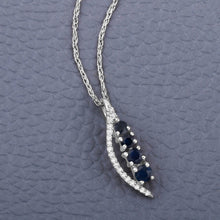 Load image into Gallery viewer, 0.40 Carat Genuine Blue Sapphire and White Diamond 14K White Gold Pendant

