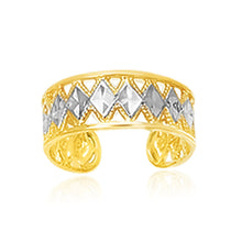 Load image into Gallery viewer, 14k Two-Tone Gold Cuff Type Cut-Out Toe Ring with Diamond Design
