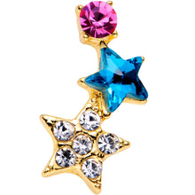 Load image into Gallery viewer, 18G 1/4 Blue Pink Gem Star Gold Plated Cartilage Tragus Earring
