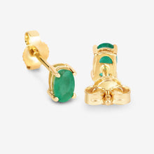 Load image into Gallery viewer, 0.38 Carat Genuine Zambian Emerald 10K Yellow Gold Earrings
