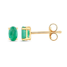 Load image into Gallery viewer, 0.38 Carat Genuine Zambian Emerald 10K Yellow Gold Earrings
