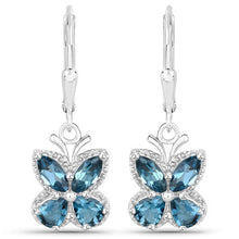 Load image into Gallery viewer, 2.32 Carat Genuine London Blue Topaz .925 Sterling Silver Earrings
