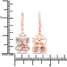 Load image into Gallery viewer, 18K Rose Gold Plated 1.88 Carat Genuine Morganite .925 Sterling Silver Earrings
