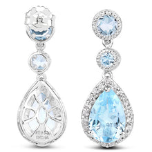 Load image into Gallery viewer, 9.46 Carat Genuine Blue Topaz &amp; White Topaz .925 Sterling Silver Earrings

