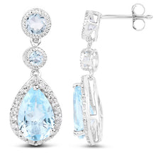 Load image into Gallery viewer, 9.46 Carat Genuine Blue Topaz and White Topaz .925 Sterling Silver Earrings
