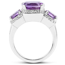 Load image into Gallery viewer, 5.85 Carat Genuine Pink Amethyst and White Topaz .925 Sterling Silver Ring
