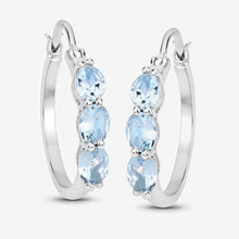 Load image into Gallery viewer, 1.75 Carat Genuine Aquamarine and White Diamond .925 Sterling Silver Earrings
