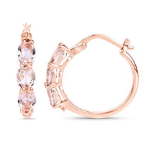 Load image into Gallery viewer, 1.63 Carat Genuine Morganite and White Diamond .925 Sterling Silver Earrings
