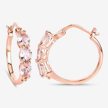 Load image into Gallery viewer, 1.63 Carat Genuine Morganite and White Diamond .925 Sterling Silver Earrings
