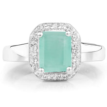 Load image into Gallery viewer, 1.73 Carat Genuine Emerald &amp; White Topaz .925 Sterling Silver Ring
