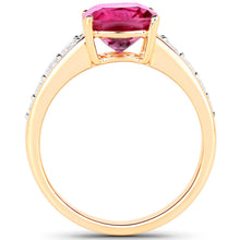 Load image into Gallery viewer, 2.70 Carat Genuine Rubellite and White Diamond 14K Yellow Gold Ring
