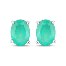 Load image into Gallery viewer, 1.44 Carat Genuine Zambian Emerald 10K White Gold Earrings
