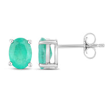 Load image into Gallery viewer, 1.44 Carat Genuine Zambian Emerald 10K White Gold Earrings
