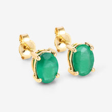 Load image into Gallery viewer, 1.44 Carat Genuine Zambian Emerald 10K Yellow Gold Earrings
