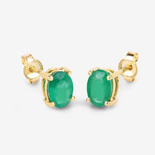 Load image into Gallery viewer, 1.44 Carat Genuine Zambian Emerald 10K Yellow Gold Earrings
