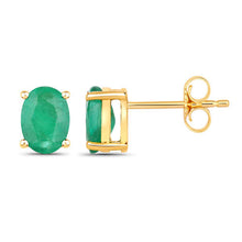 Load image into Gallery viewer, 1.44 Carat Genuine Zambian Emerald 10K Yellow Gold Earrings

