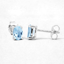 Load image into Gallery viewer, 0.72 Carat Genuine Aquamarine .925 Sterling Silver Earrings
