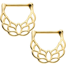 Load image into Gallery viewer, 14G 9/16 Gold Plated Lovely Lotus Flower Nipple Clicker Set
