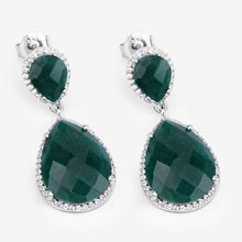 Load image into Gallery viewer, 19.42 Carat Dyed Emerald and White Topaz .925 Sterling Silver Earrings
